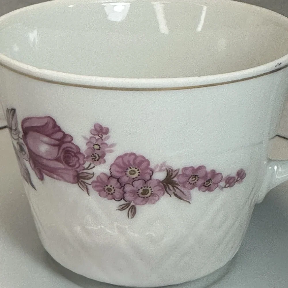 Pink Rose Tea Cup & Saucer Set Embossed Lattice Made in‎ Japan Grandmillennial